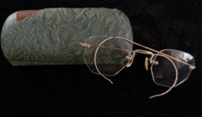 Vintage Late 1800s Spectacles 12K Gold-Filled Wire Frame Bifocals w/ Case Rare