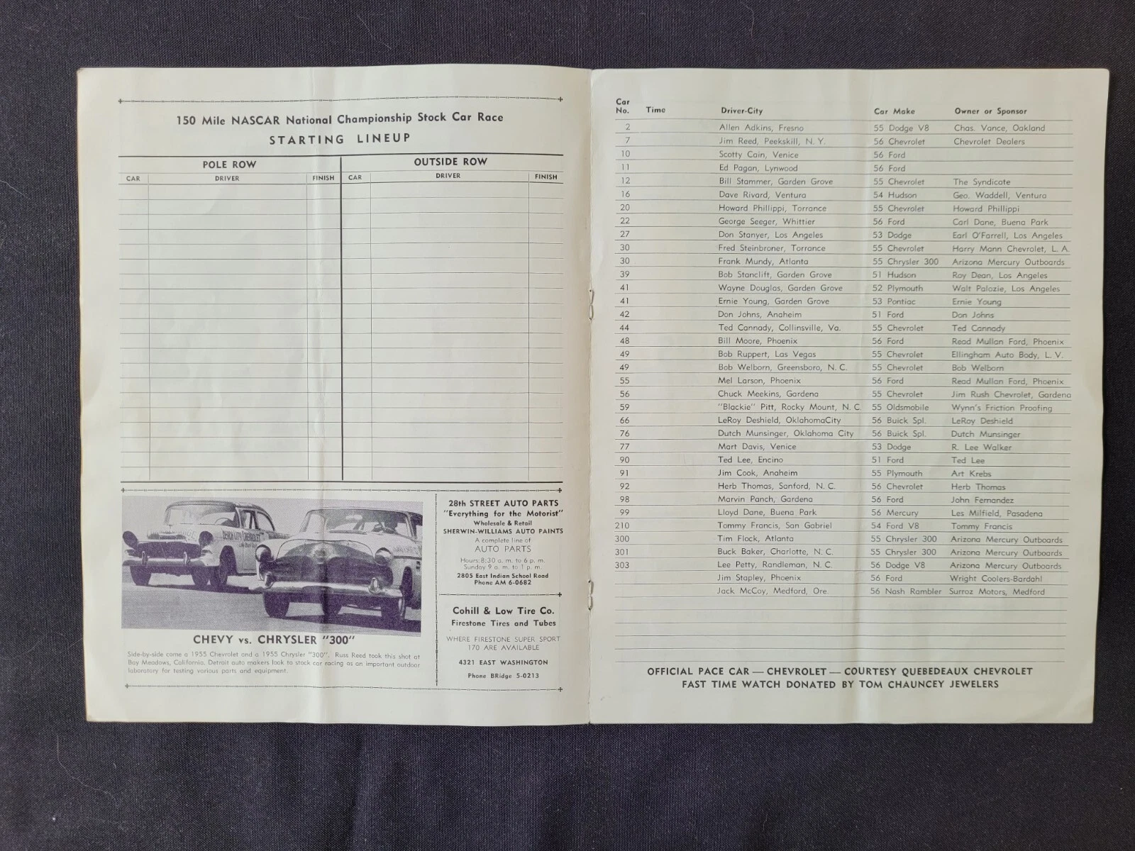 1956 NASCAR Grand National Arizona State Fairgrounds Program, Buck Baker Win #13 - 画像4/7