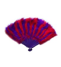 Red Purple Feather Hand Fan Ladies Event 1920s Wedding Bride Halloween Costume