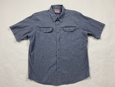 Wrangler Comfort Flex Men s Chambray Short Sleeve Button Up Shirt Size XL