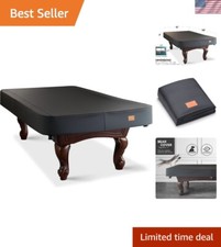 Durable Black Leatherette Pool Table Cover with Adjustable Drawstring 8FT Size