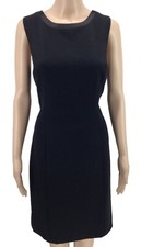 $240 Tahari Asl Women's Black Satin-Trim Sleeveless Classic Sheath Dress Size 10