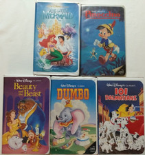 5 VHS Disney Black Diamond Little Mermaid Banned Cover Pinocchio Beauty Dumbo