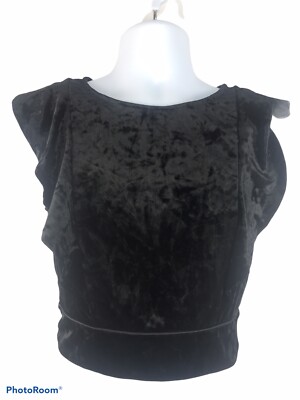 NWT Material Girl Womens Medium Black Sleeveless Full Zip Crop Top