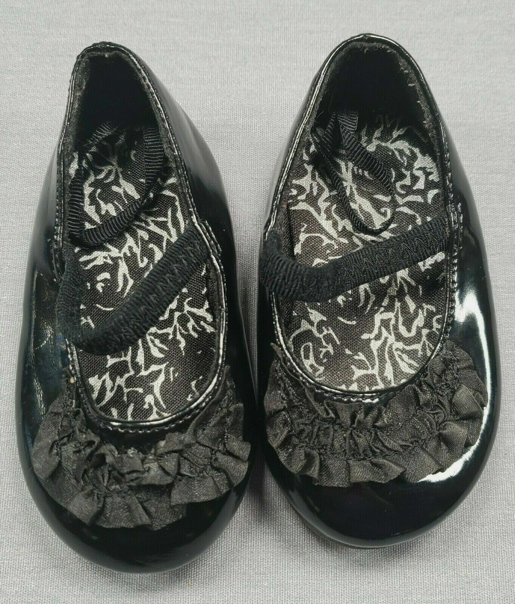Baby Girl George Size Black Ruffle Shoes