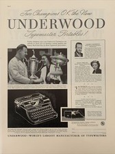 1937 vintage Underwood typewriter Print Ad, George Hossfield Grace Phelan thumbnail