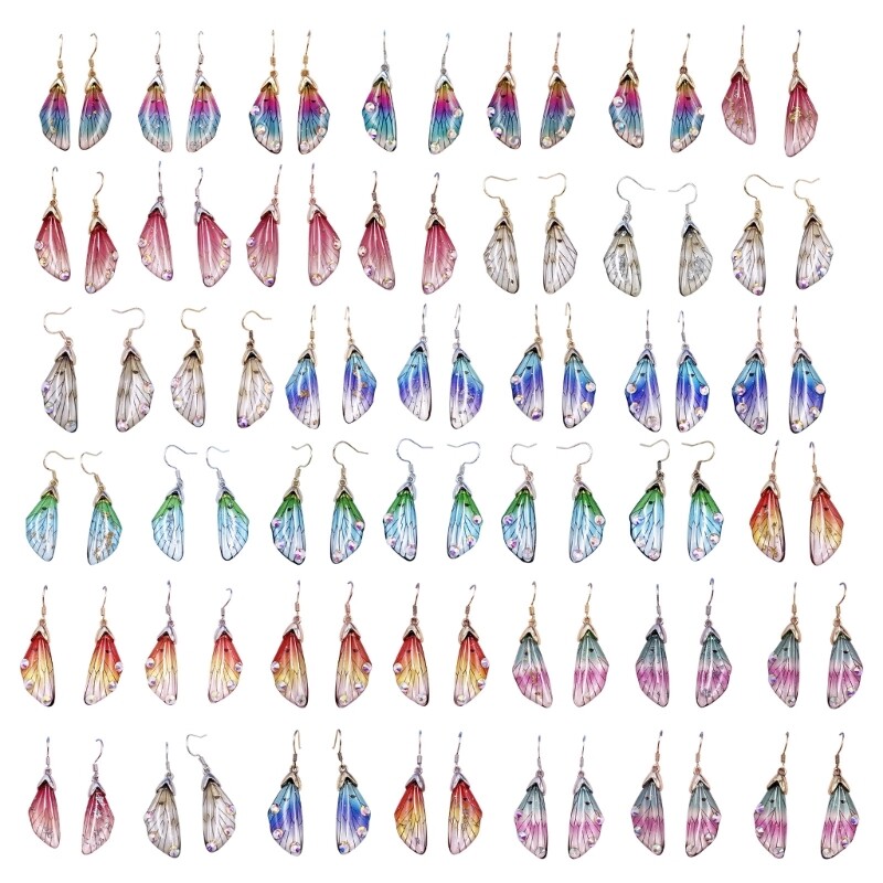 Cicada Earrings Colorful Rhinestone Sequins Long Drop Earrings