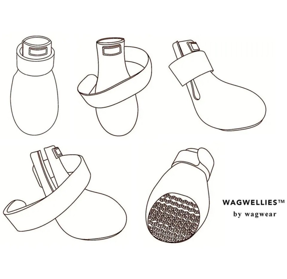 NEW Wagwear WagWellies (ORANGE) Rubber Dog Boots Shoes; Set/4; Medium