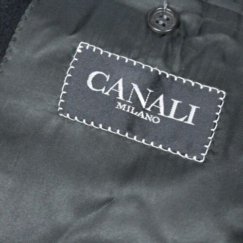 Canali 46L XL Black Italy Made Wool Cashmere Double Breasted Overcoat Trench Coa - Picture 6 of 12