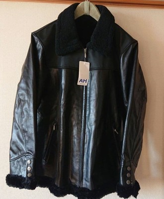 ABA HOUSE Leather Coat Black Cowhide Size 3