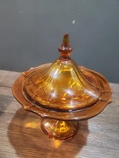 Vintage Tiffin Amberina Covered Candy Dish Glass