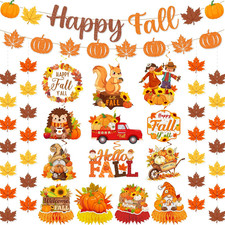 Fall Party Decorations Happy Fall Banner Garland Hanging Swirls Centerpiece
