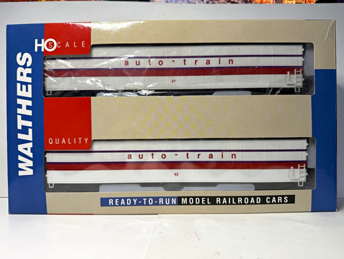 Walthers HO RTR 75' Auto Carrier Paquete de 2 - Auto Train Corp - 932-26224 | Condition: Used