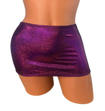 Micro mini skirt exotic dance wear purple on black metallic