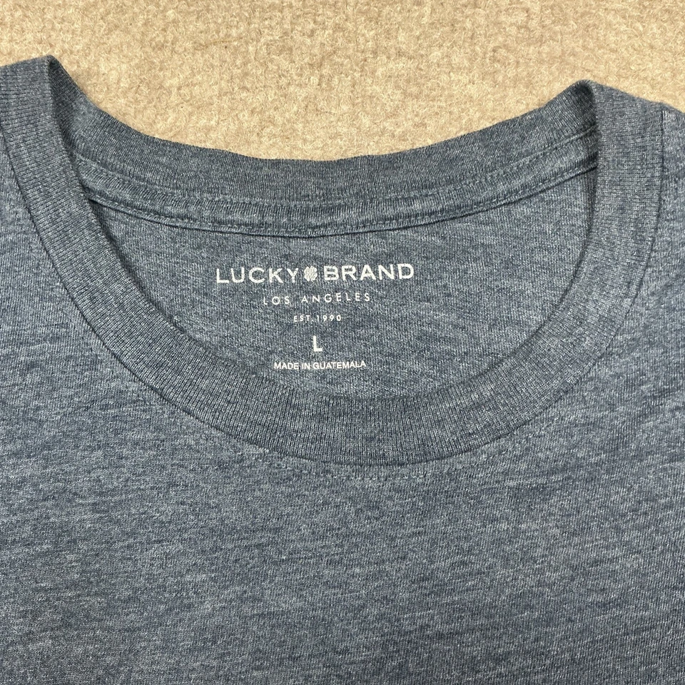 Lucky Brand Men's Shirt Size L Gray Short Sleeve Graphic Tee Motorcycle Stretch - Image 4 of 4