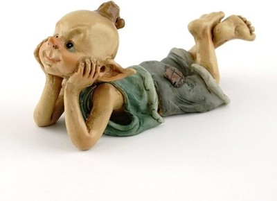 Miniature Fairy & Terrarium Garden Pixie in Thought Statue, Small, Blue, Grey..