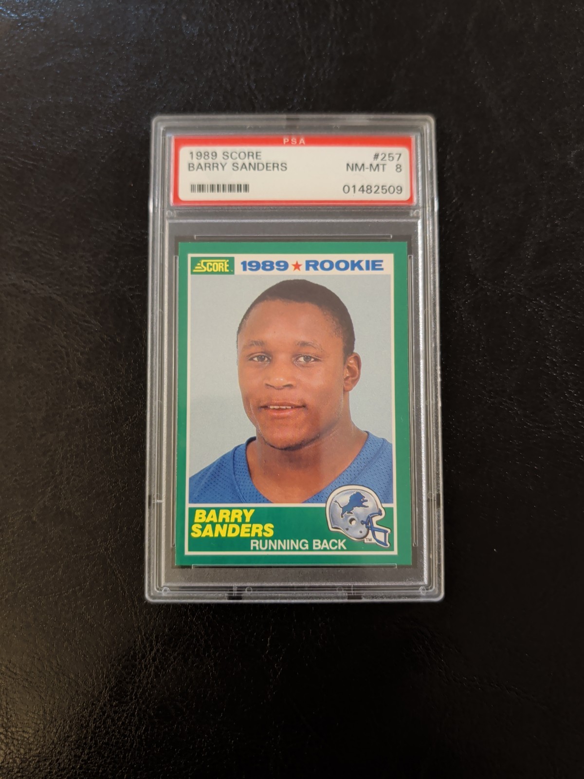 1989 SCORE #257 BARRY SANDERS ROOKIE RC PSA 8 Detroit Lions HOF view 4