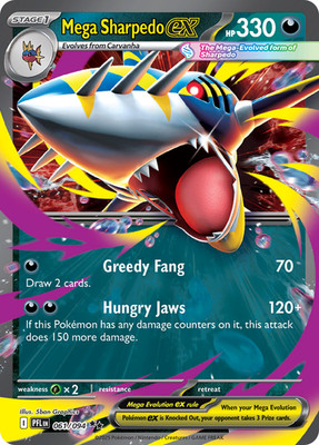 Mega Sharpedo ex  061/094 - Phantasmal Flames- Pokemon TCG - Double Rare