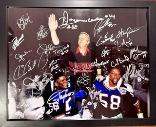 NY GIANTS SUPER BOWL 21 CHAMPIONS TEAM SIGNED FRAMED PHOTO 26 AUTOS JSA!!
