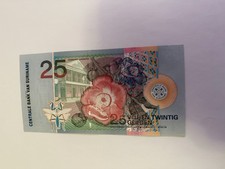 Suriname Bank Note: Centrale Bank Van Suriname 25 Gulden 2000 No. AY930367