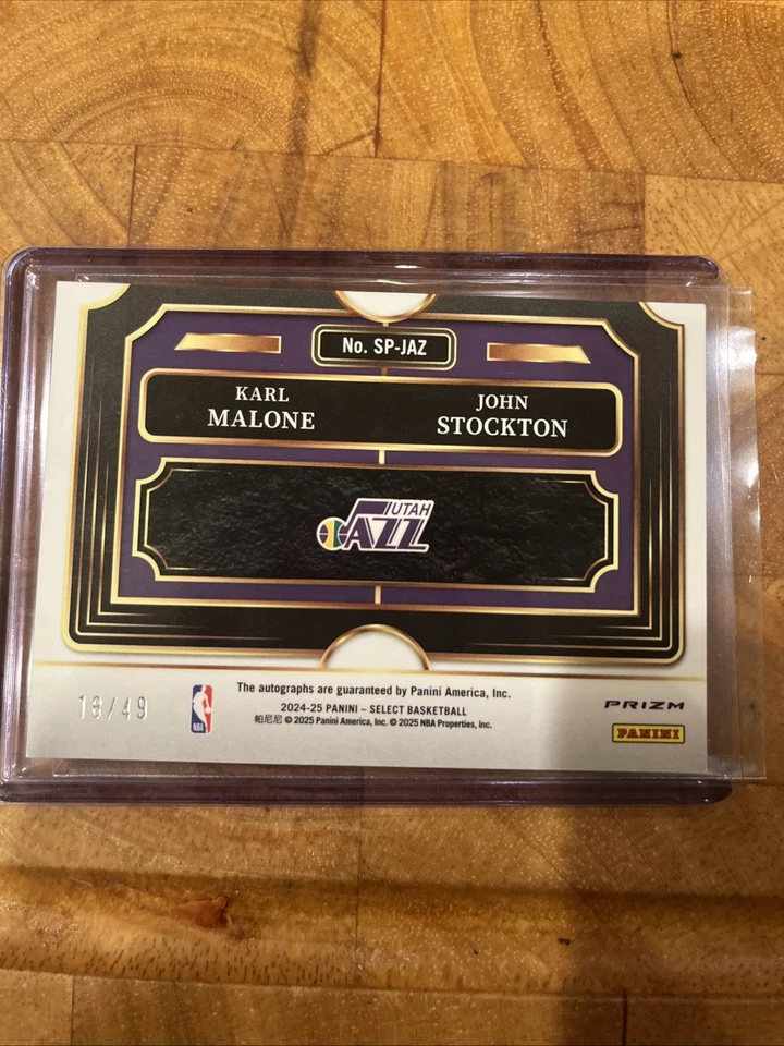 2024-25 Panini Select Karl Malone John Stockton Emparejamientos Doble Plata Automático/49 Foto 3 de 4