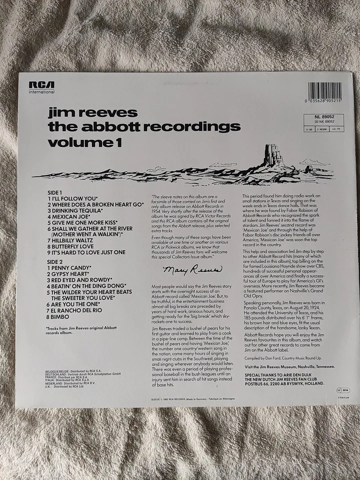 Jim Reeves The Abbott Recordings Vol. 1  Vinyl Import Made in Germany Rare - Imagem 2 de 4