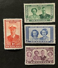 Travelstamps: 1947 Swaziland Stamps SG 42-45 Royal Visit Issue Mint MOGH