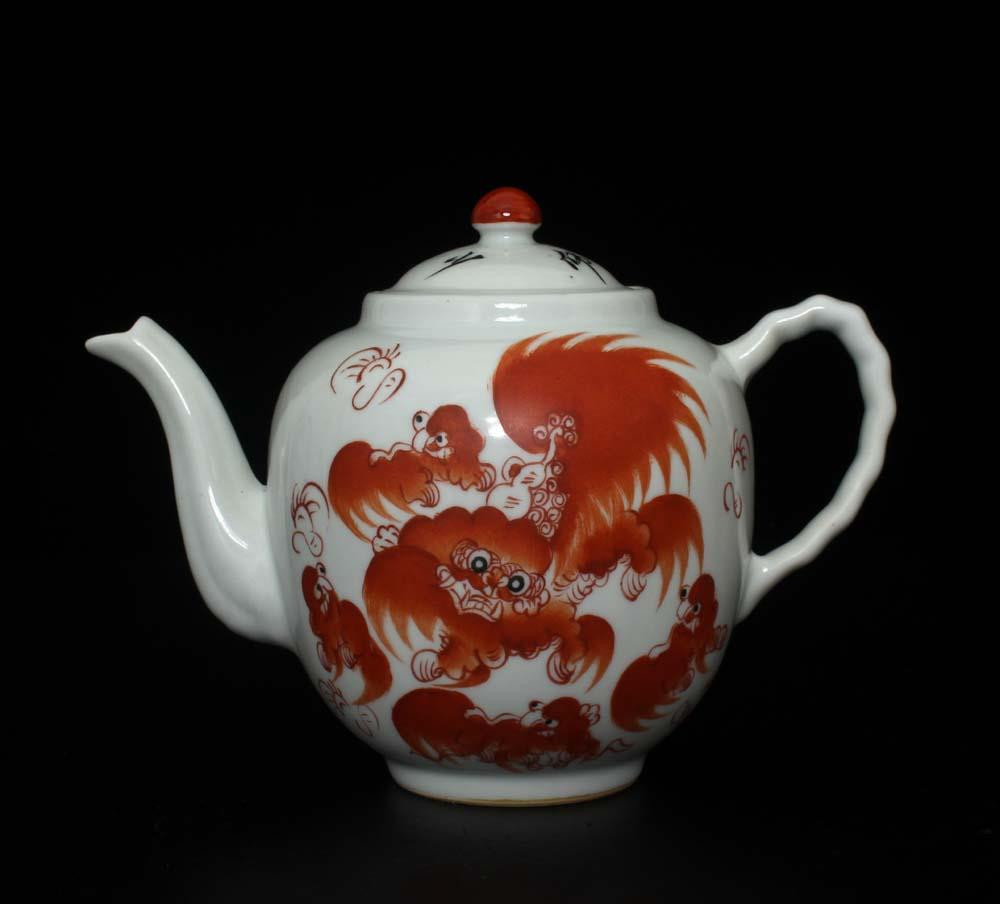 チヨ子レート様 Tongzhi Signed Old Chinese Famille Rose Teapot W/lion | eBay