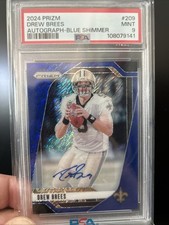 2024 Panini Prizm Drew Brees #209 Blue Shimmer Prizm /25 Autograph