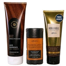 Bath  Body Works Men's Body Care Set Mahogany Teakwood, Honorable, Coco Shea