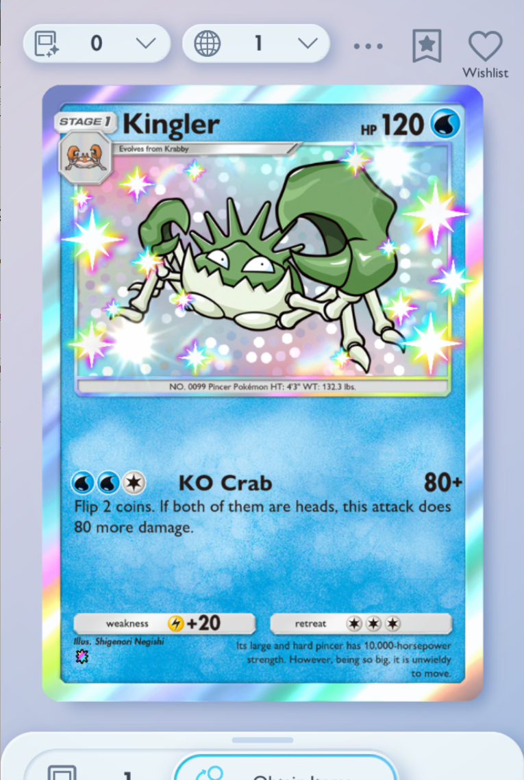 kingler pokemon card 151 PokeArtica AI Artwork Custom Water Water Heavy Pincers (40) Discard the top card of your opponents deck Kingler 099/165 NM / M