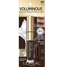 Image of L'OREAL VOLUMINOUS BROWN BALM MASCARA BROWN 981 SEALED ON CARD 99% NATURAL VEGAN