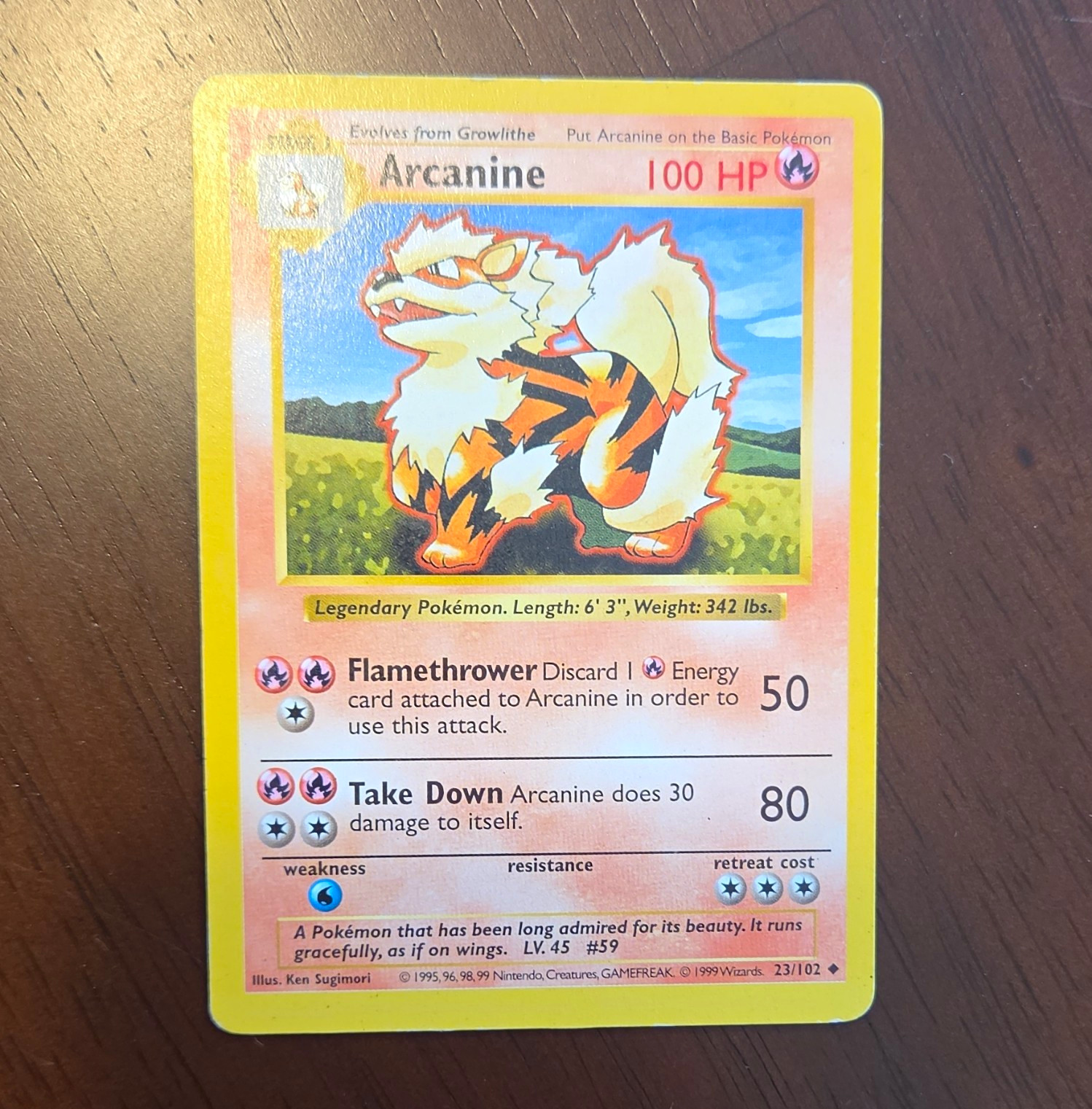 Pokemon TCG Arcanine 023/102 Base Set Shadowless Regular Uncommon Unlimited ENG