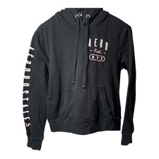 Aeropostale Womens Size M Black Fleece Pink Aero Logo Pocketed Pullover Hoodie
