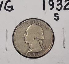 1932 S Washington Quarter VG US 90% Silver Coin AA106