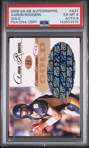 PSA 6 - 2005 SAGE Autograph AARON RODGERS Gold Rookie Auto (RC) /40 #A37