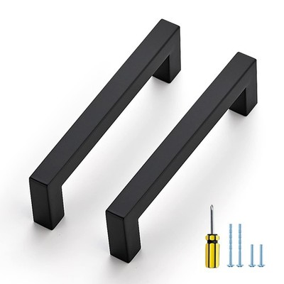 Ravinte 5 Pack Black Cabinet Pulls 4-1/2 In Hole Centers, Matte