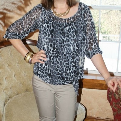 EXPRESS Ruffle Leopard Print Blouse