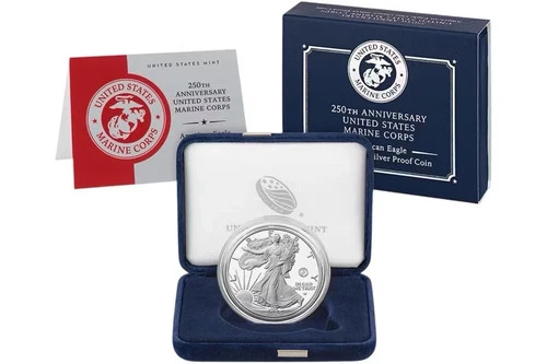 250th Anniversary US Marine Corps American Eagle One Ounce Silver Proof Coin