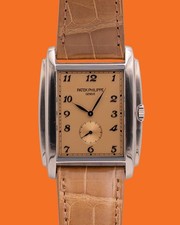 Celebrity Owned  Patek Phillippe 33mm 5124g Gondolo White Gold Brown Leather 