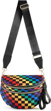 Spacious Checkered Nylon Crossbody Bag Bum Bag Handbags Wallets for Women