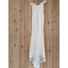 Maxi abito da sposa Lulus Arienne bianco spalle scoperte sirena nuovo con etichette taglia XS