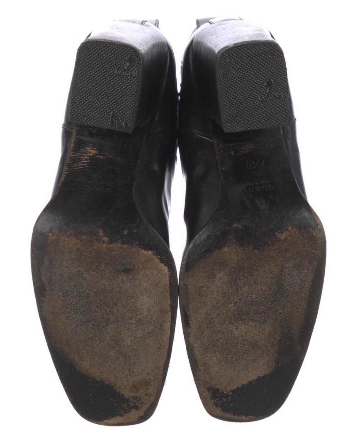 Gucci Authentic Solid Black Leather Block Heel Ch… - image 5