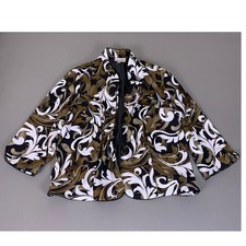 Dressbarn Woman Blazer Jacket Size 18/20 Plus Black Olive Green Swirl Open Front