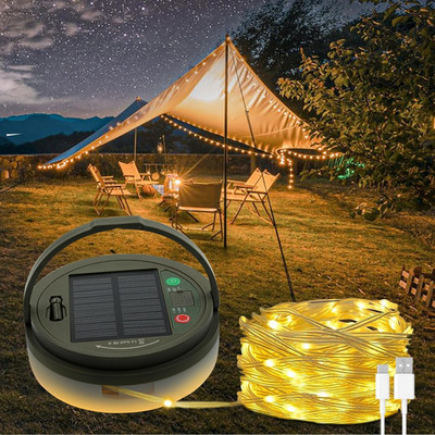 Solar Camping String Lights,32.8' Fairy String Lights 130Leds w/ 8 Lighting Mode