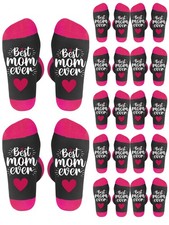 12 Pairs Mothers Day Gift Mom Ever Socks Bulk Rose Red Black Hosiery Size One