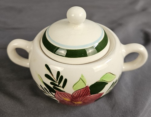 Vintage Stangl Pottery Country Garden Handpainted Red Flower Sugar Bowl - Picture 3 of 9