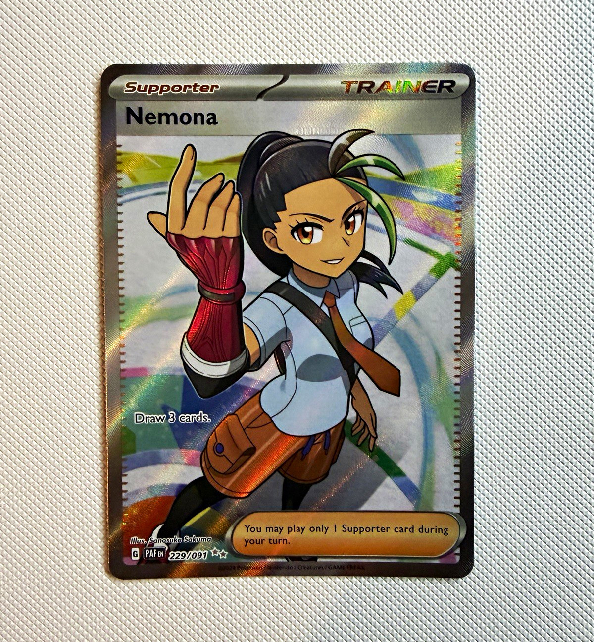 Pokemon Nemona 229/091 SV Paldean Fates Full Art Holo UR ENG