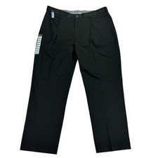 Haggar Mens Premium No Iron Classic Fit Pleated Stretch Dress Pants Black 38x30