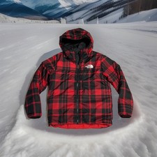 The North Face Boys M 10-12 Red Black/Plaid Reversible Puffer Jacket